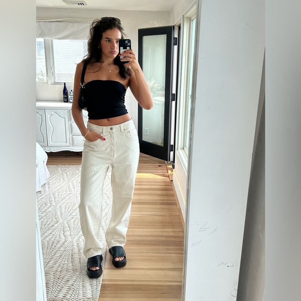 BDG high rise baggy cream jeans